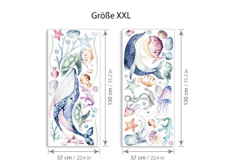 XXL set muurstickers oceaan muurstickers voor kinderkamers zeedieren vis babykamer muurstickers decoratie zelfklevend DL870 afbeelding 4