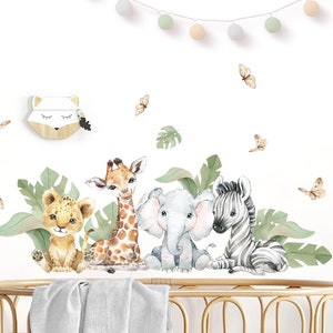 Lot d'autocollants XXL animaux de safari, autocollants muraux pour chambre d'enfant, girafe, éléphant, autocollants muraux pour chambre de bébé, décoration autocollante DL810 image 1