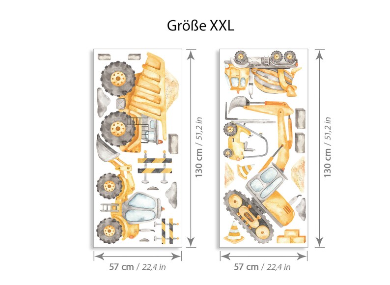 Muursticker graafmachineset muursticker voor kinderkamer bouwplaatsvoertuigen muursticker voor babykamer decoratie zelfklevend DL965 afbeelding 4