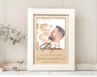 Porta-retratos personalizado para o papai - Obrigado por tudo - foto em madeira - presente de aniversário - presente de Natal - presente de madeira XHG1000
