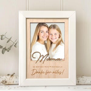 Picture frame with personal engraving for mom - the heart of the family wooden picture birthday gift Christmas gift wooden gift XHG1003