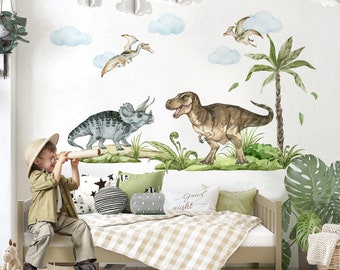 XXL Dinosaurier Wandtattoo Dino T-Rex Wandsticker für Kinderzimmer Wandaufkleber Jurassic World Babyzimmer selbstklebend Deko DL843