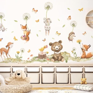 Wall sticker forest animals dandelion wall stickers for children's rooms bear rabbit fox wall stickers for baby rooms self-adhesive decoration DL986
