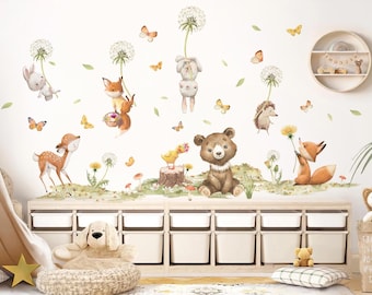 Wall sticker forest animals dandelion wall stickers for children&#39;s rooms bear rabbit fox wall stickers for baby rooms self-adhesive decoration DL986