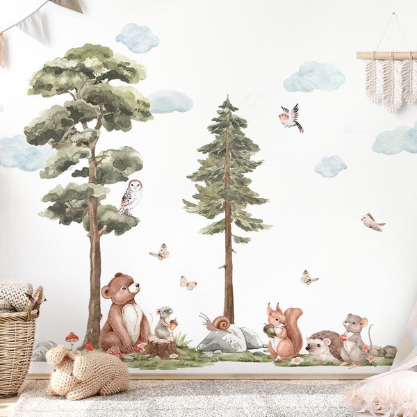 Woodland animal wall stickers, wall decals for children's rooms, animal wall stickers for baby room decor DL858