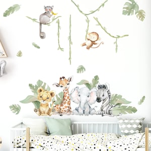 Ensemble d'autocollants XXL safari animaux sticker mural pour chambre d'enfant jungle sticker mural pour chambre de bébé sticker décoration auto-adhésif DL807 image 1