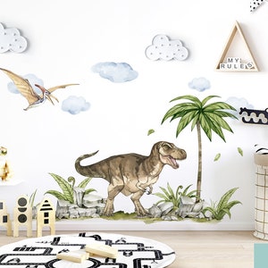 Autocollant mural dinosaure XXL pour chambre d'enfant, autocollant mural animaux du monde jurassique, décoration auto-adhésive DL855 image 3