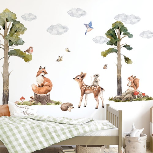 Wall Sticker Children's Room Forest Animals Animals Wall Etsy
