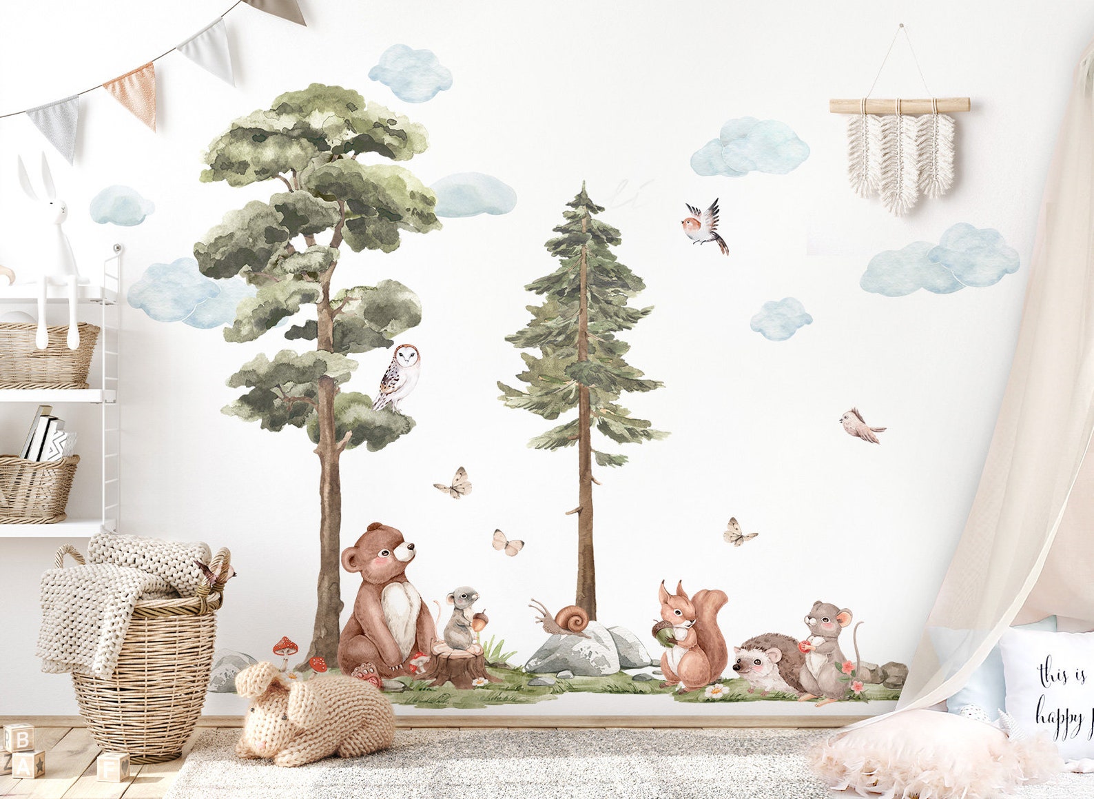 Verwunderlich Wandtattoo Kinderzimmer Waldtiere Bild