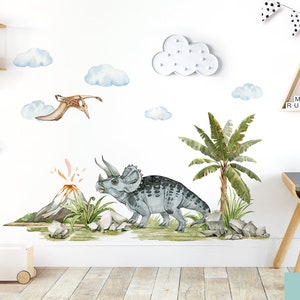 Autocollant mural dinosaure XXL pour chambre d'enfant, autocollant mural animaux du monde jurassique, décoration auto-adhésive DL855 image 4