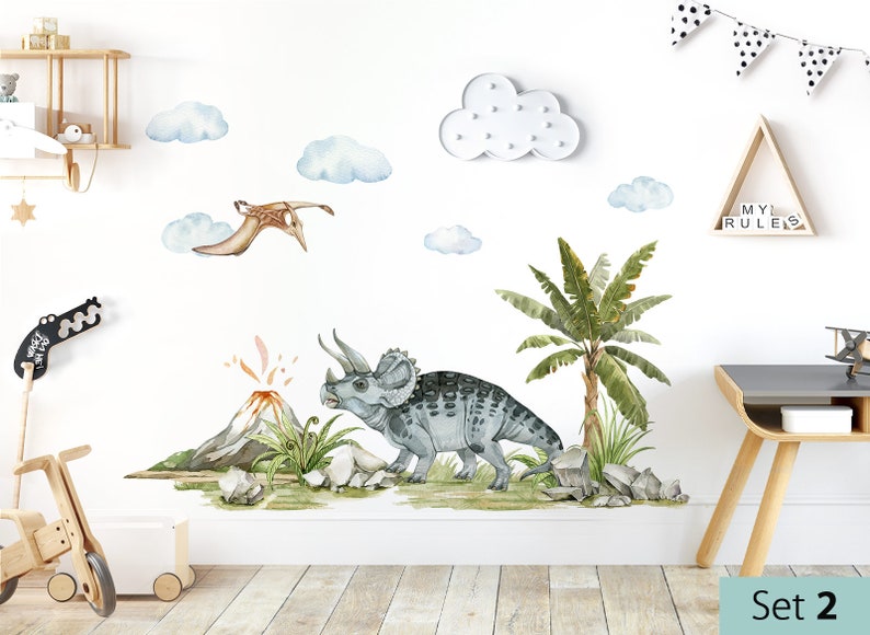 Autocollant mural dinosaure XXL pour chambre d'enfant, autocollant mural animaux du monde jurassique, décoration auto-adhésive DL855 image 4