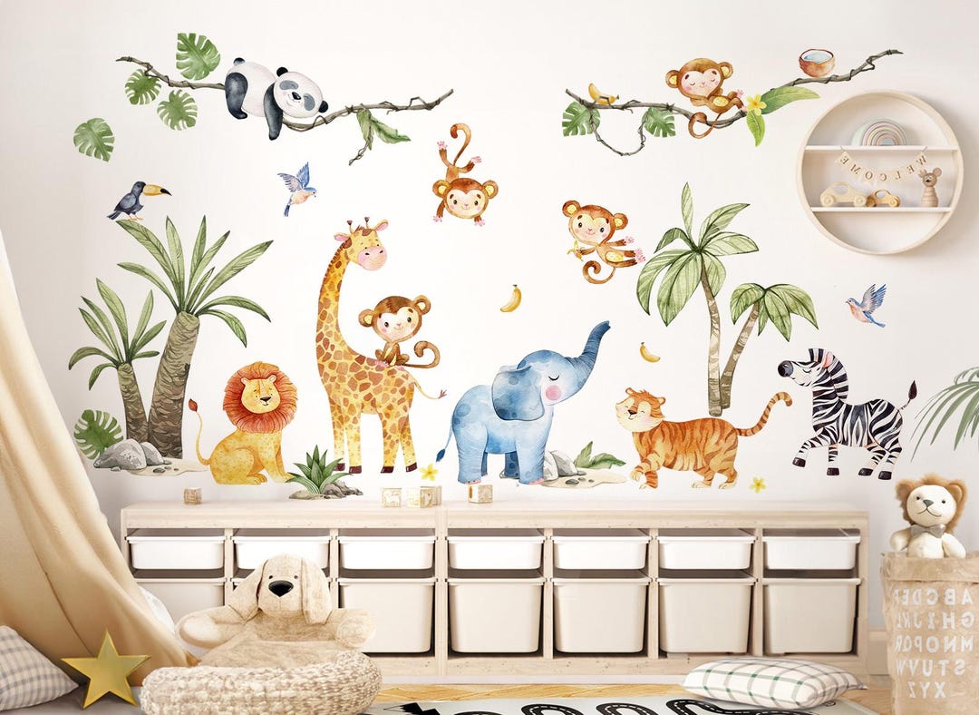 Wall Sticker Jungle Animals Wall Sticker for Children's Room Wall ...