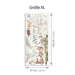 XXL Sticker Set Waldtiere Wandtattoo für Kinderzimmer Bär Igel Fuchs Wandsticker für Babyzimmer Wandaufkleber Deko selbstklebend DL797 zdjęcie 3