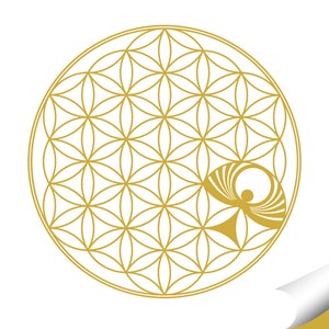 Wandsticker Blume des Lebens Wandtattoo Engel Schlafzimmer gold Wandaufkleber Mandala selbstklebend Deko W5624 image 3