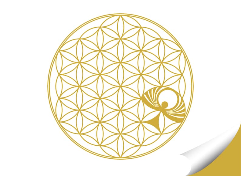 Wandsticker Blume des Lebens Wandtattoo Engel Schlafzimmer gold Wandaufkleber Mandala selbstklebend Deko W5624 image 3