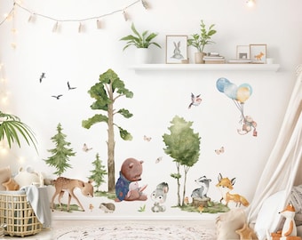 XXL Sticker Set Forest Animals Wall Stickers for Children's Rooms, Wall Decals for Baby Rooms, Self-Adhesive Wall Stickers, Decoration DL5109