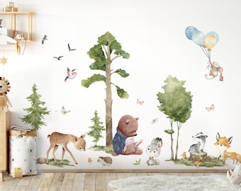 XXL set d'autocollants animaux de la forêt autocollant mural pour chambre d'enfant autocollant mural pour chambre de bébé autocollant mural décoration autocollant DL799
