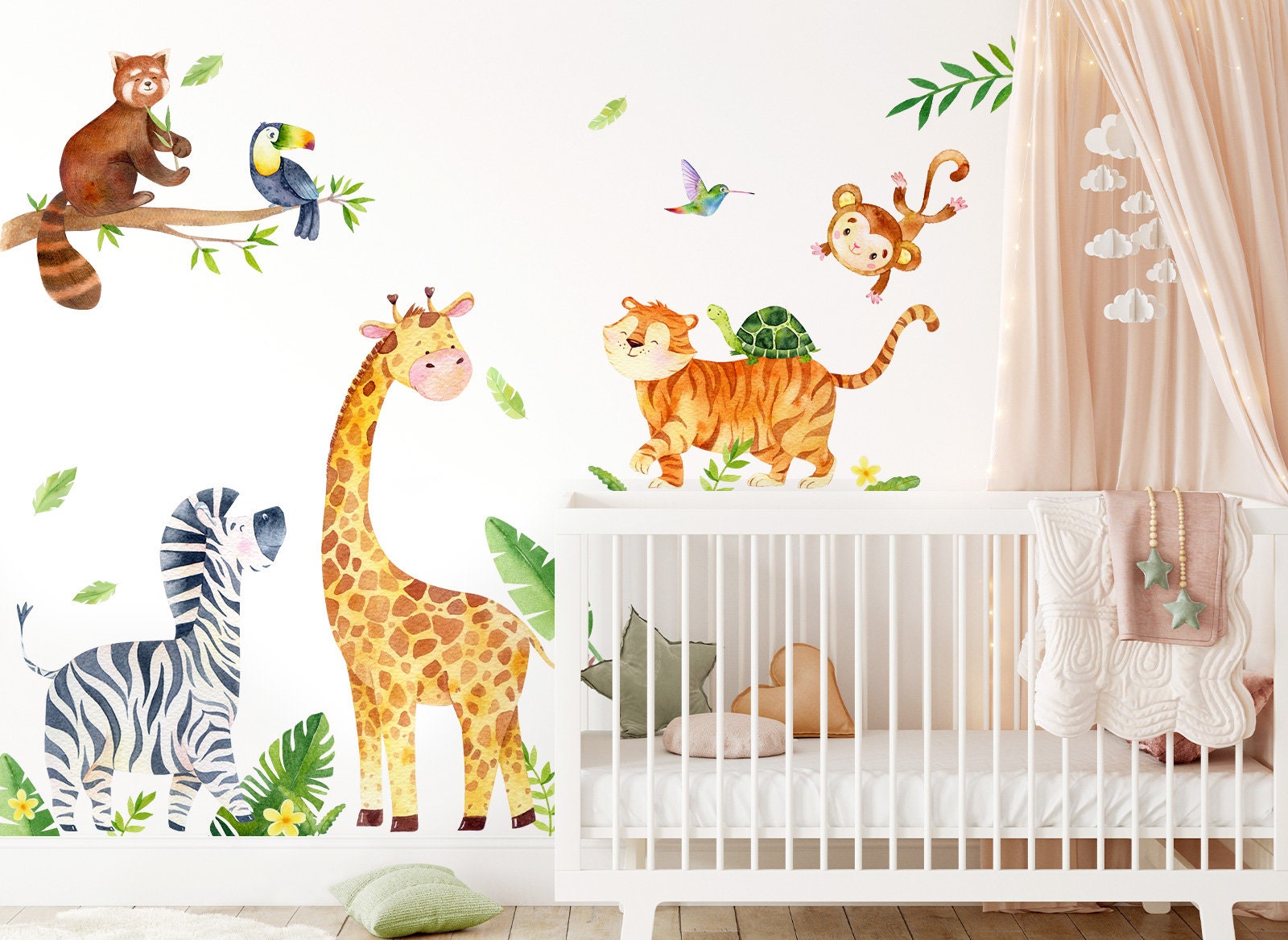 XXL Wall Decal Jungle Animals Wall Sticker Safari Animals Baby Nursery ...