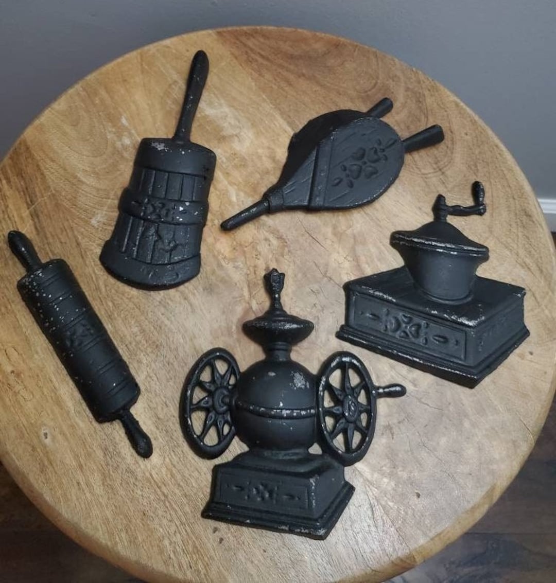 Vintage Black Cast Iron Wall Hangings Coffee Grinder Butter Etsy