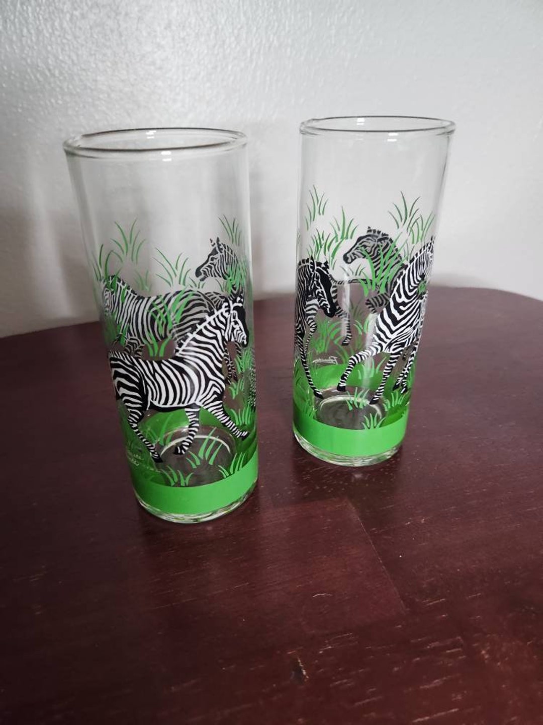 Vintage Drinking Glasses With Zebras by Panache, Safari Themed Tumblers