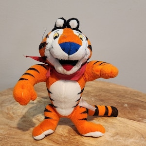 Vintage Kelloggs Frosted Flakes cereal, Tony the Tiger 1997 plush tiger, stuffed animal, collectible plush toy retro gift