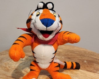 Vintage Kelloggs Frosted Flakes cereal, Tony the Tiger 1997 plush tiger, stuffed animal, collectible plush toy retro gift