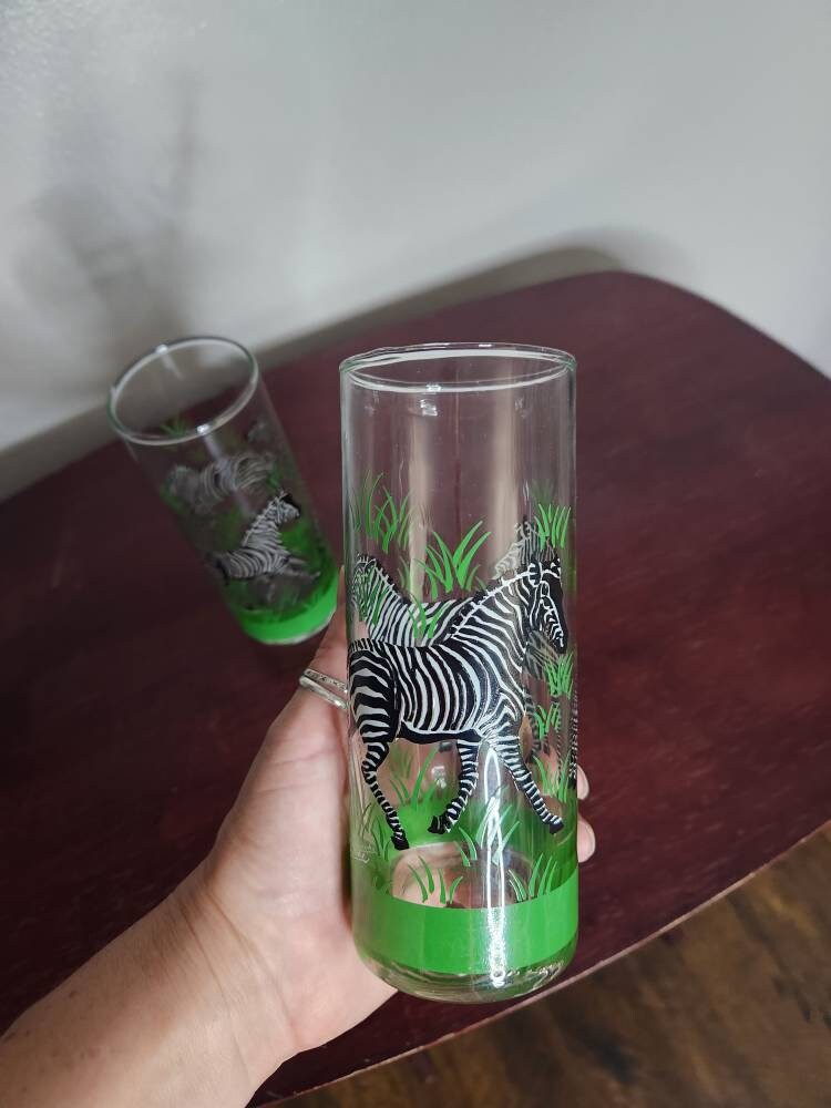 Vintage Drinking Glasses With Zebras by Panache, Safari Themed Tumblers ...