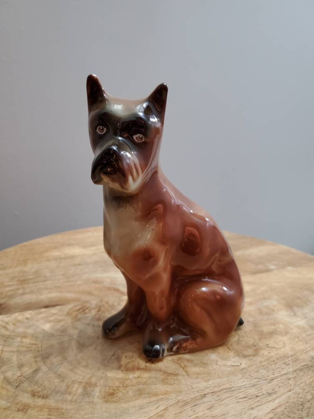 Vtg Ceramic Boxer Dog Figurine High Gloss Ceramic Bull Dog Etsy