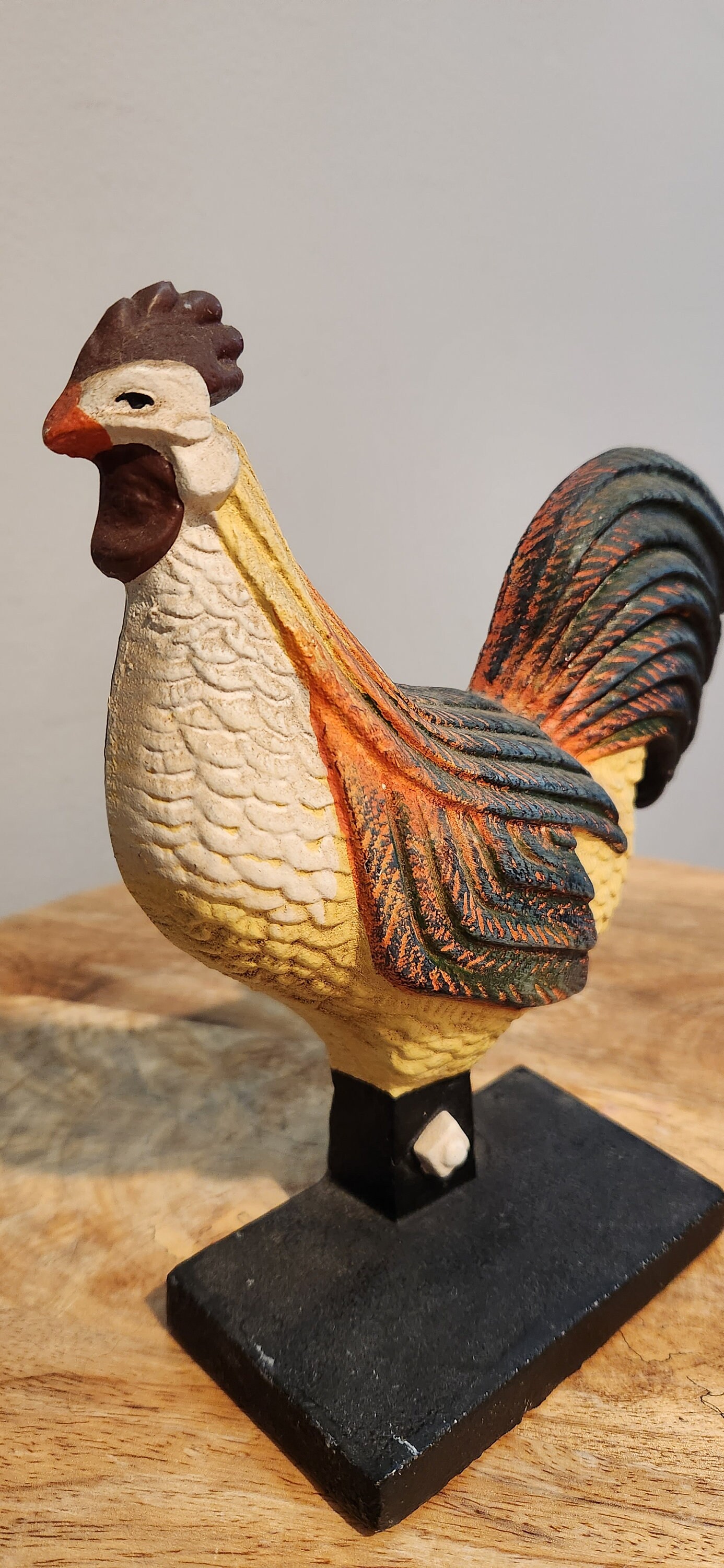 Vintage Cast Iron Door Stopper Shaped Like a Colorful Rooster, THT 2000 ...