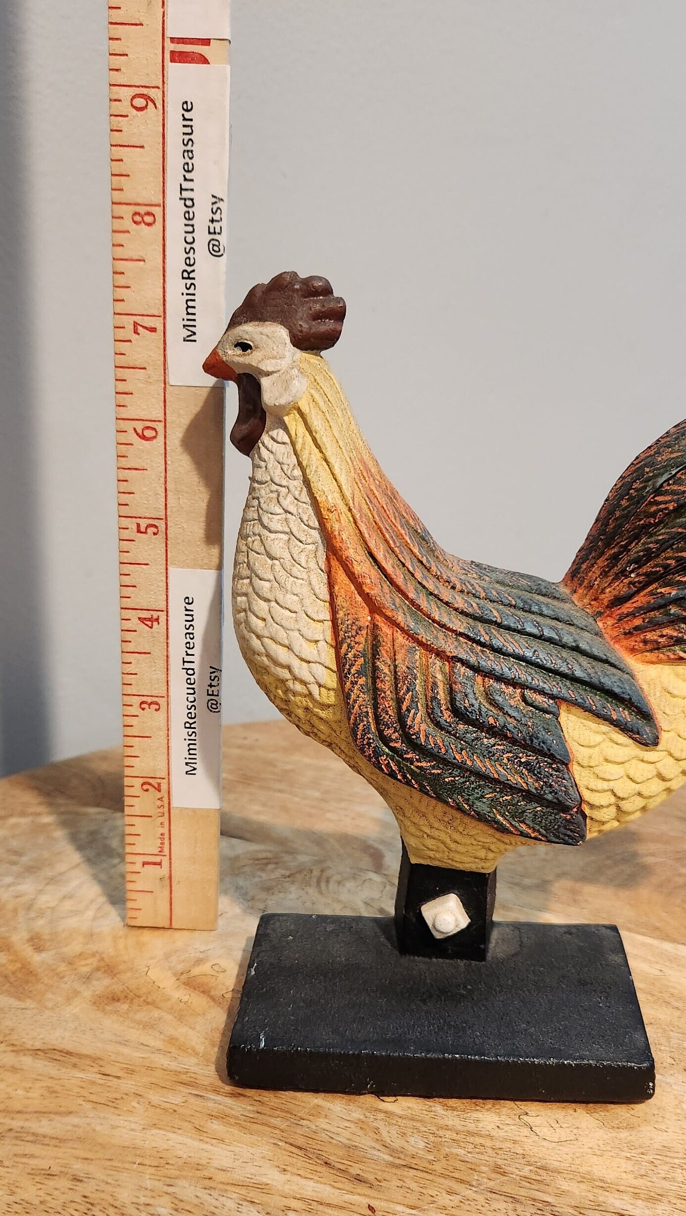 Vintage Cast Iron Door Stopper Shaped Like a Colorful Rooster, THT 2000 ...