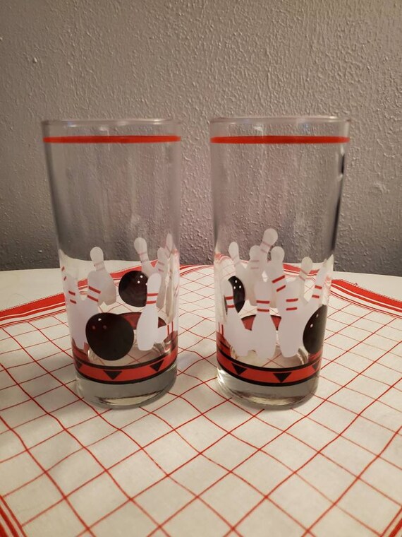 Vintage Bowling Drinking Glasses Tumblers With Bowling Balls & Etsy