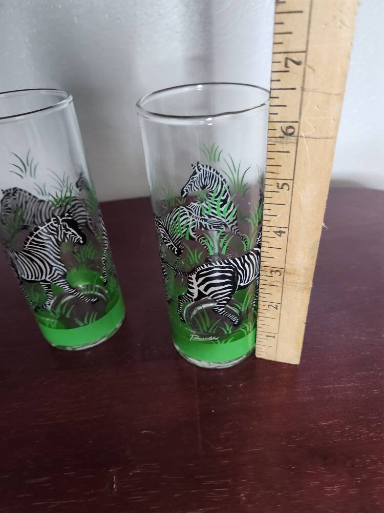 Vintage Drinking Glasses With Zebras by Panache, Safari Themed Tumblers ...