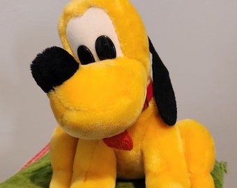 Vintage Pluto Plush, Disneyland Sitting Dog Stuffed Animal, 10" Collectible