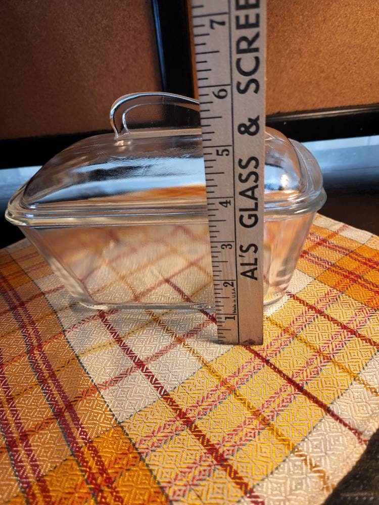 Vintage Glasbake Clear Glass Loaf Pan With Art Deco Fin Lid Etsy