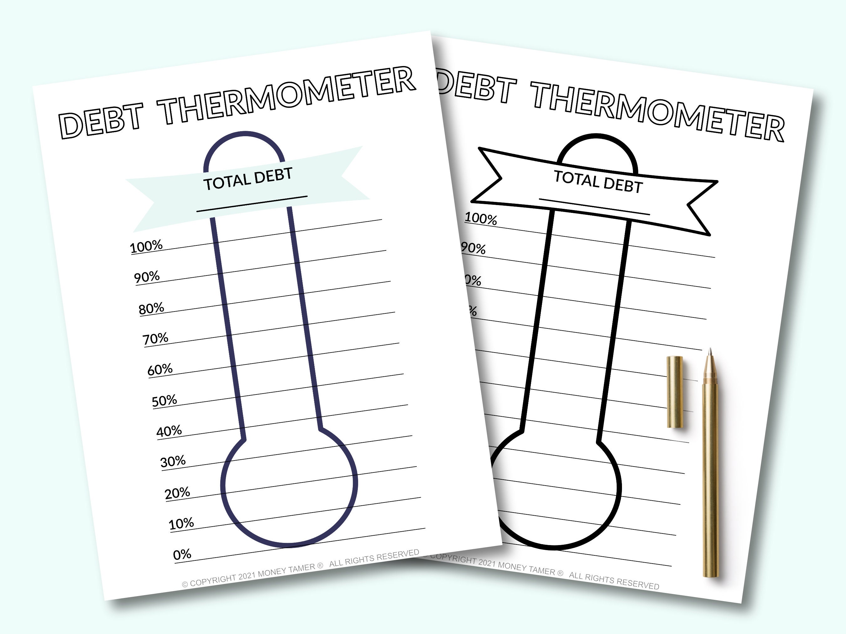 Debt Thermometer Printable Debt Payoff Tracker Debt Snowball Tracker