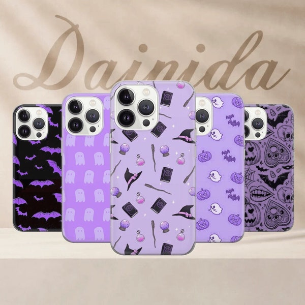 Lila Handyhülle Haloween Cover für iPhone 15 14 13 12 Pro 11 XR für Samsung S23 FE S24 5G S24 Ultra A15 A25 Note 20 Pixel 8 Pro 7A