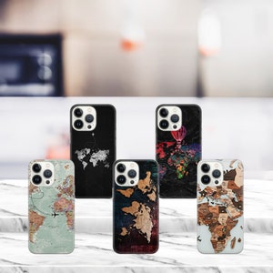 Atlas Phone Case Weltkarte Cover für iPhone 16 15 13 12 Pro 11 XR für Samsung S23 FE S24 5G S24 Ultra A15 A25 Note 20 Pixel 9 Pro