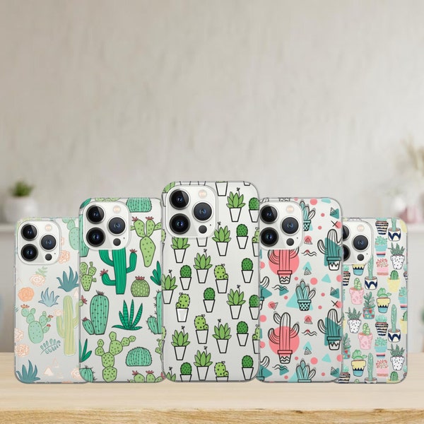 Cactus Phone Case Succulent Cover for iPhone 15 14 13 12 Pro 11 XR for Samsung S23 FE S24 5G S24 Ultra A15 A25 Note 20 Pixel 8 Pro 7A