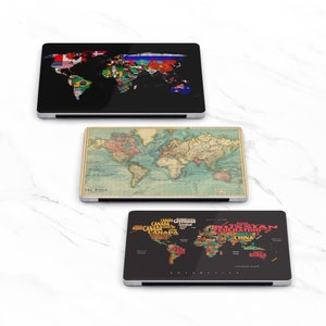 World map MacBook Case Geography Laptop Cover, vintage map Protective Sleeve, Travel Print for MacBook M2 M1 Pro, Air 13 14 16 inch