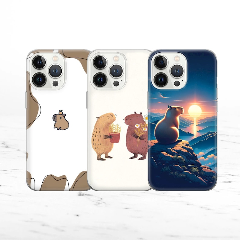 Capybara Phone Case Cute Pet Cover for iPhone 15pro, 14, 13, 12, 11