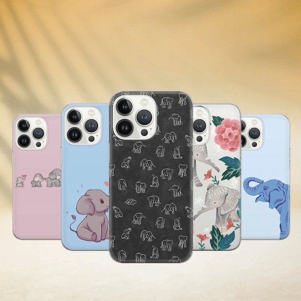 Funda de teléfono con elefante, funda bonita para iPhone 15 14 13 12 Pro 11 XR para Samsung S23 FE S24 5G S24 Ultra A15 A25 Note 20 Pixel 8 Pro 7A