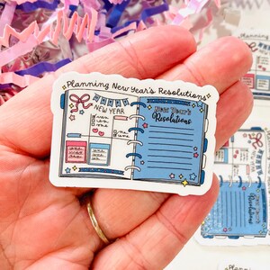 Planning New Year’s resolutions Vinyl Sticker, Planner Girlie Sticker, 2025 Planner Sticker, Sticker for planner, Water Resistant Stickers