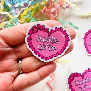 Kindle girlie pink coquette heart bow sticker