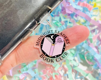 Midnight reader Book Club Dust plug, Kindle Charm, Acrylic charm for e-reader, USB phone Charm, Bookish Gift, Bookish Merch, Gift for reader