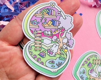 Spring Kawaii Pocket Library Water Resistant Vinyl Sticker