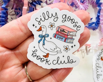 Silly Goose Book Club-vinylsticker, leesgrage sticker, preppy sticker voor Kindle-hoesje, trendy gans, Kindle-sticker, cadeau boekenliefhebber