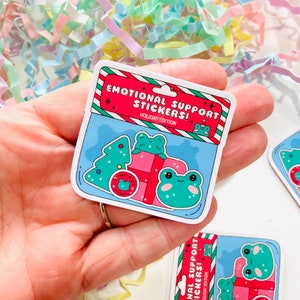 Emotionaler Support Aufkleber Vinyl Aufkleber, Weihnachten Aufkleber, Süsser Froggy wasserfester Aufkleber, Aufkleber für Kindle-Hülle