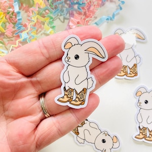 Süßer Hase in Cowboystiefel Vinyl Aufkleber, Bunny Rabbit Cowboy, Cowgirl Era Sticker, Yee-Haw, Sticker für Kindle Hülle, Kindle Zubehör,