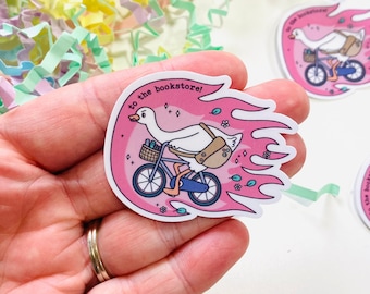 Naar de boekwinkel Sticker, sticker schoolachtig, sticker Silly Goose, sticker voor Kindle-hoesje, Kindle-sticker, cadeau boekenliefhebber, boekenwurmcadeaus