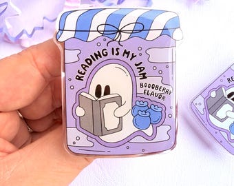 Acrylic Spooky Ghost Reading Is My Jam Kindle Holder  - E-reader Accessories